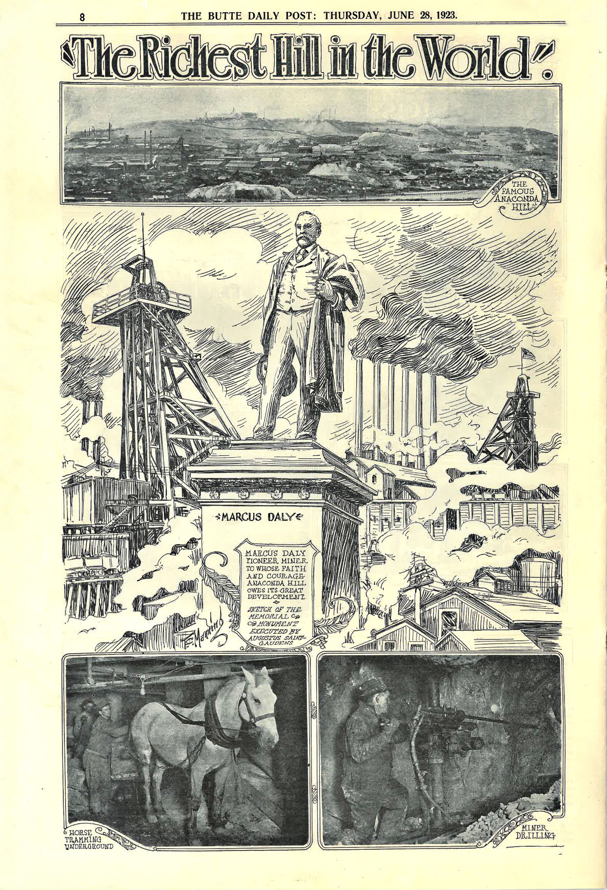 Back Cover of the Butte Daily Post for June 28th, 1923.
